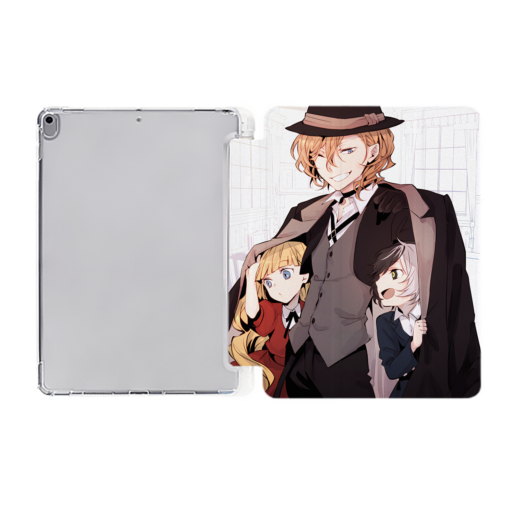 （画像用） 文豪ストレイドッグス Bungo Stray Dogs IPad ケース ペン収納付き 三つ折りスタンド PUレザー×シリコン 対応機種9.5/10.5/10.9インチ